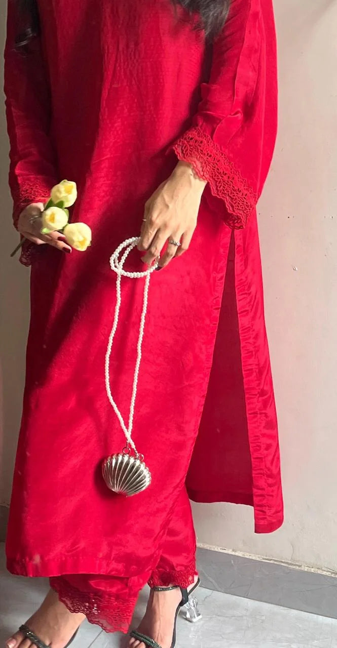 Red 2 Piece Dress on silk